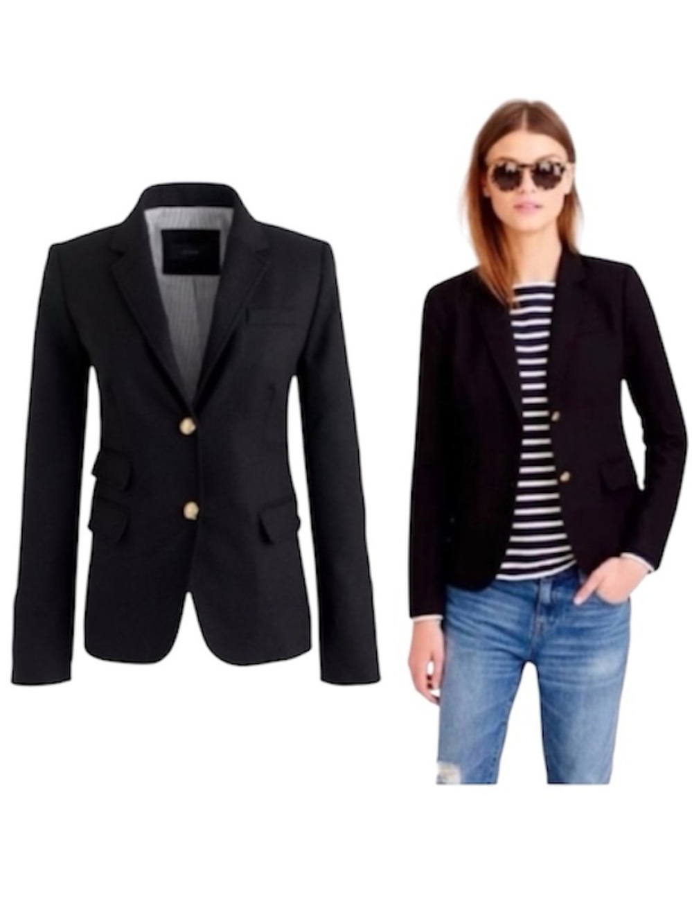 J Crew Schoolboy Black Wool Blazer size 4